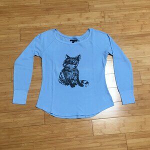 EUC American Eagle Light Blue Wolf Graphic Thermal Shirt